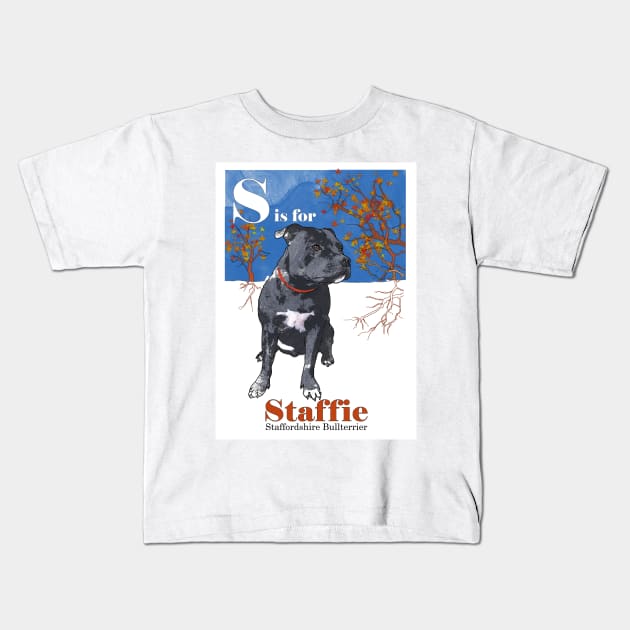 S is for Staffie Kids T-Shirt by Ludwig Wagner